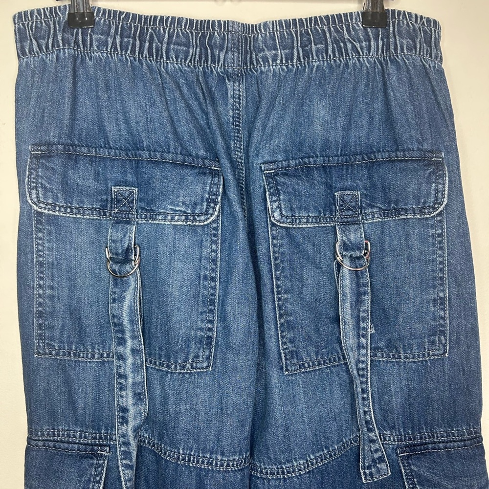 Garage Denim Cargo Pocket Elastic Waistband Pant in Light Indigo Blue sz Medium - Picture 7 of 12